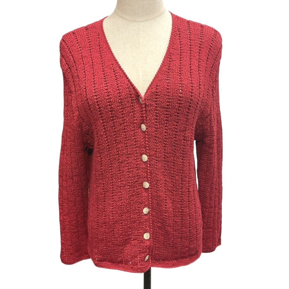 Pendleton Classic Women's V-Neck Cardigan Sweater Long Sleeve Red Size L Vintage